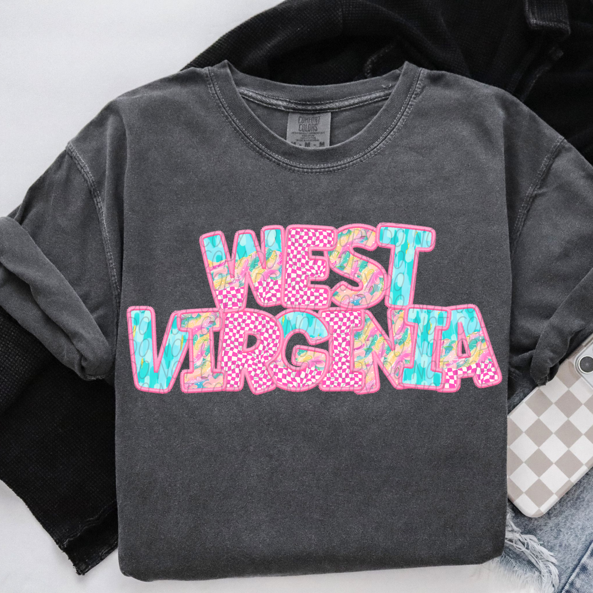 West Virginia spring checkered (CITY) DTF transfer