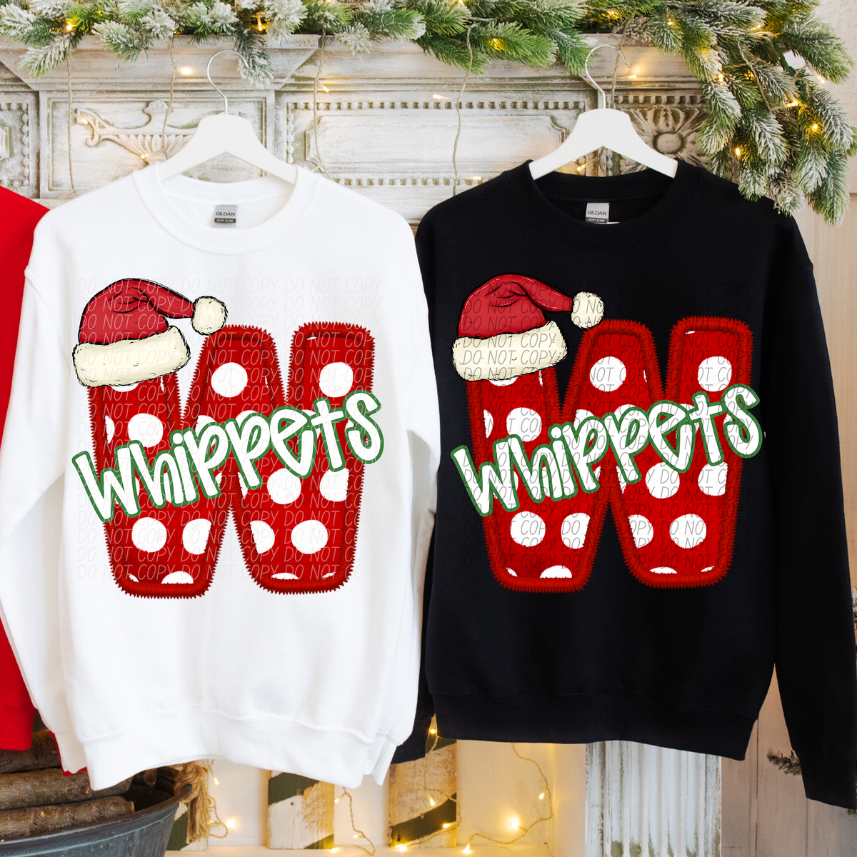 W Whippets Christmas Faux Embroidery (CITY) 66385 DTF transfer