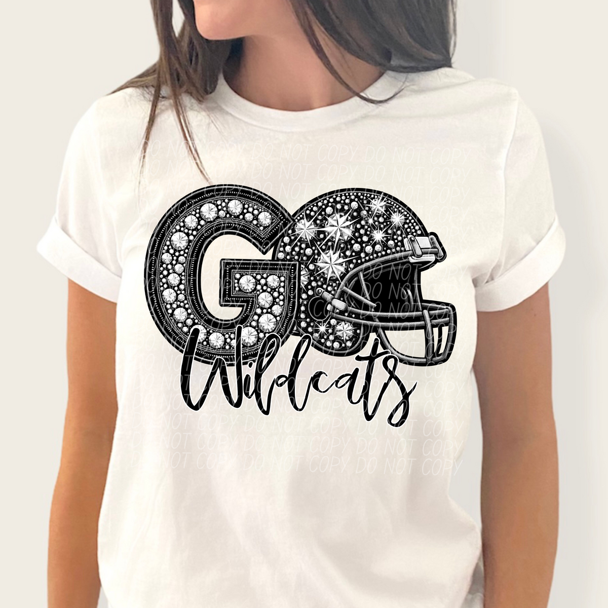 Go wildcats helmet and rhinestones CITY 45017 DTF transfer