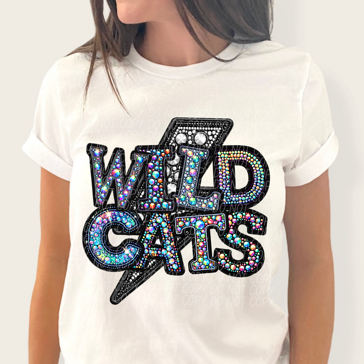 Wild cats lightning bolt rhinestones (city) 45269 DTF transfers