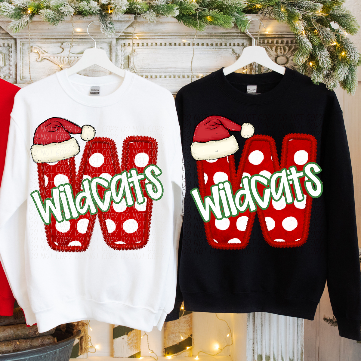W Wildcats Christmas Faux Embroidery (CITY) 66386 DTF transfer