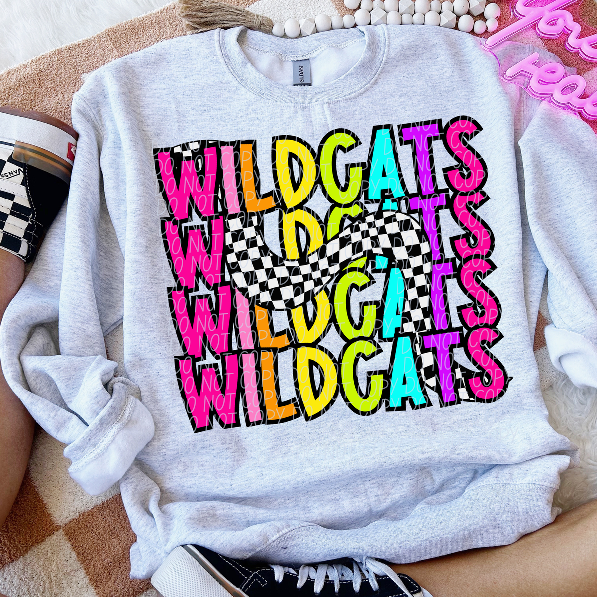 Wildcats 80's Vibe Mascot STACKED (City) DTF transfer