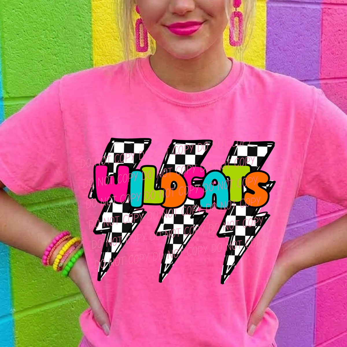Wildcats multi color with lightning bolt background (city) DTF Transfer