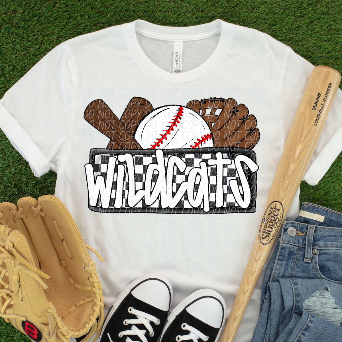 Wildcats (Bat, Baseball, Glove, Checkered background) (City)
