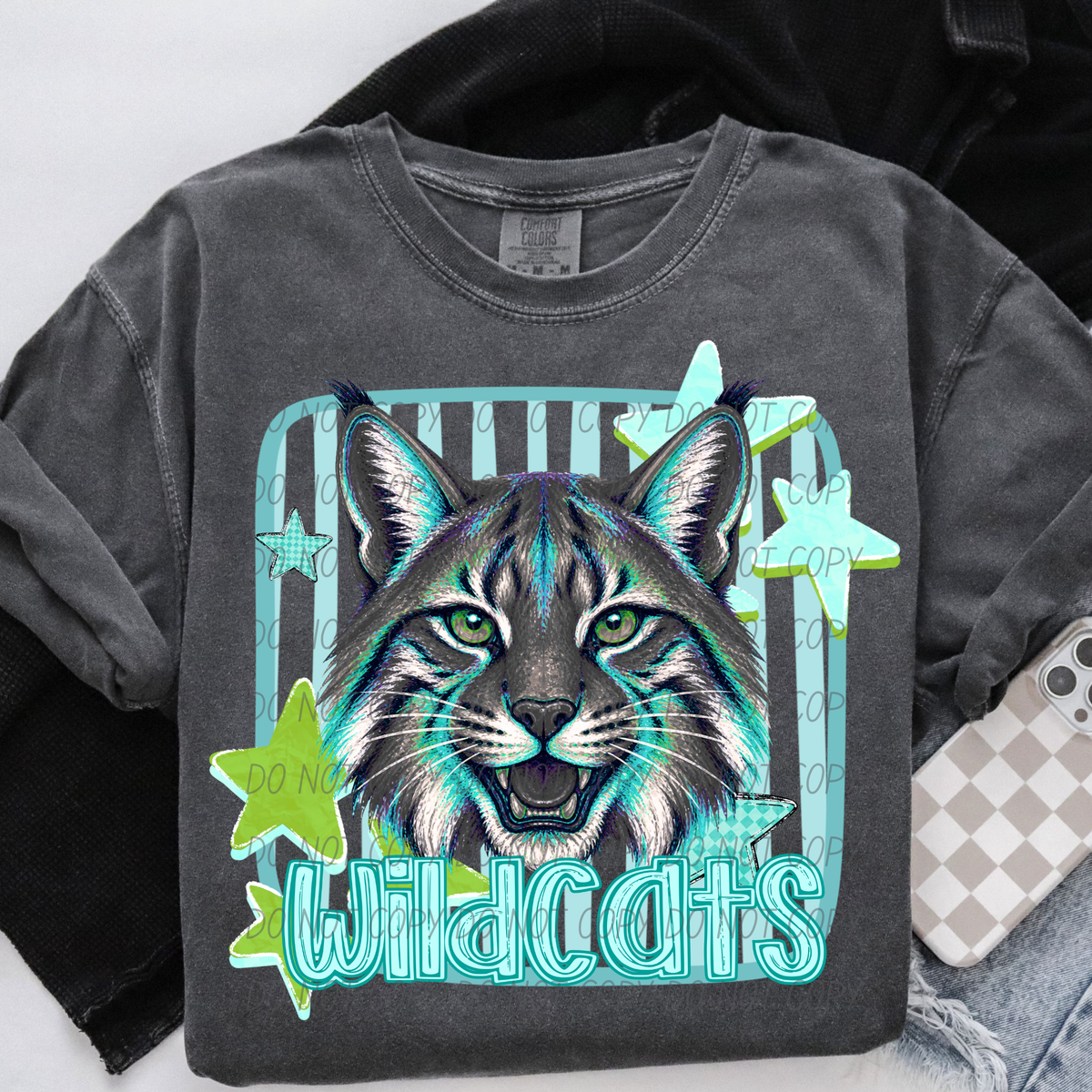 wildcats blue stars and stripes blue font (CITY) DTF Transfer