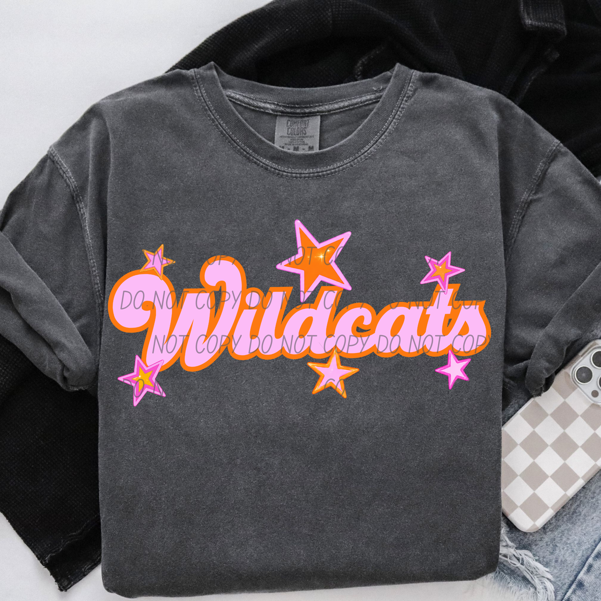 wildcats pink orange stars (city) DTF transfer