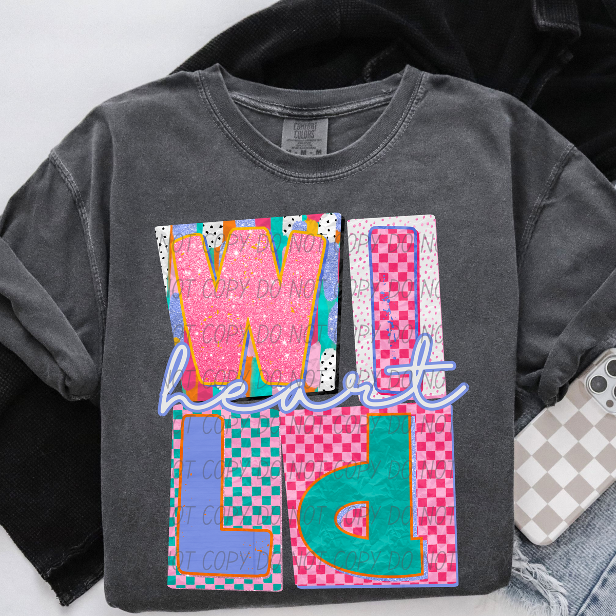 wild heart colorful blocks (Caplinger) DTF Transfer