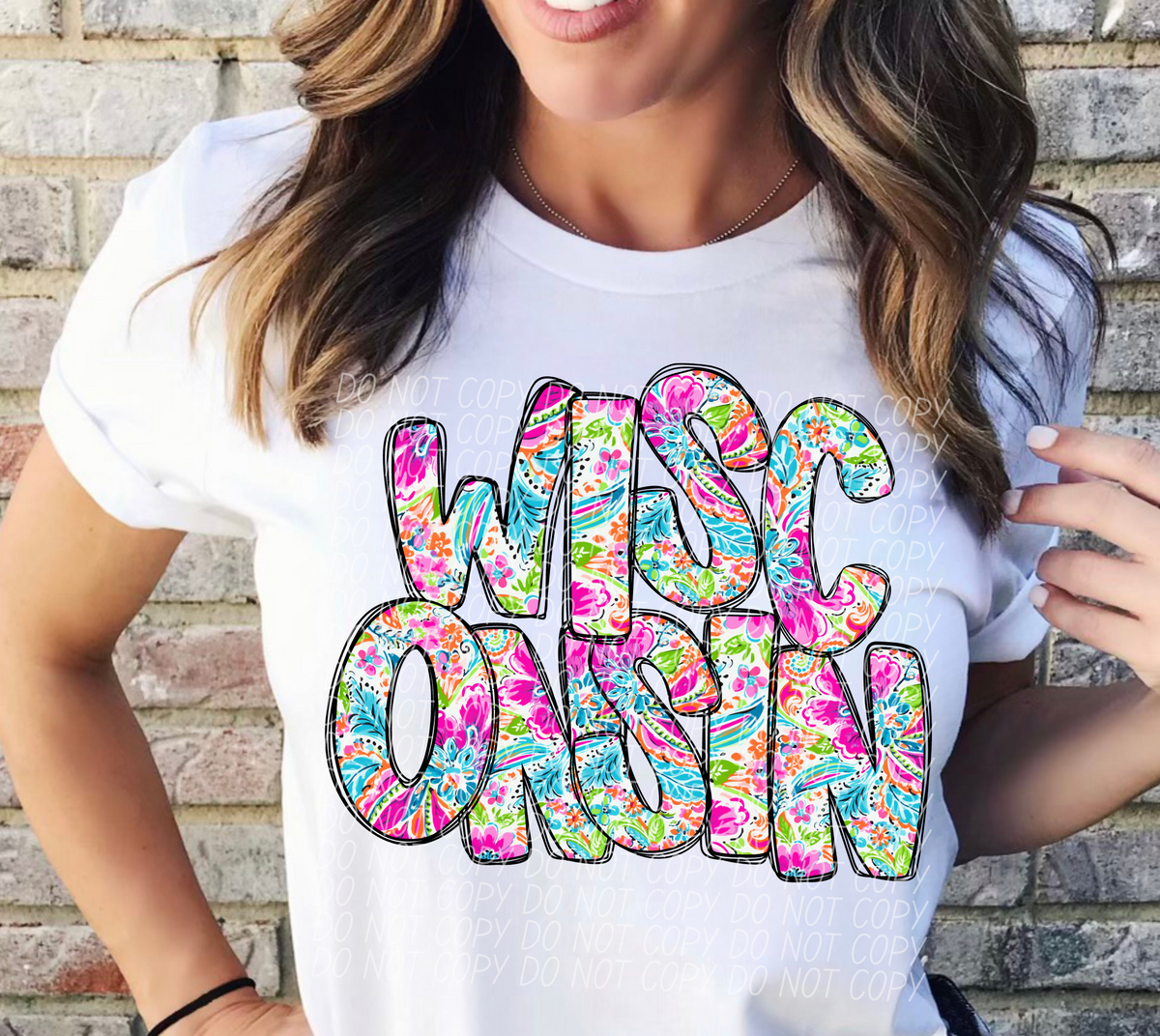 Wisconsin floral STACKED CITY DTF transfer