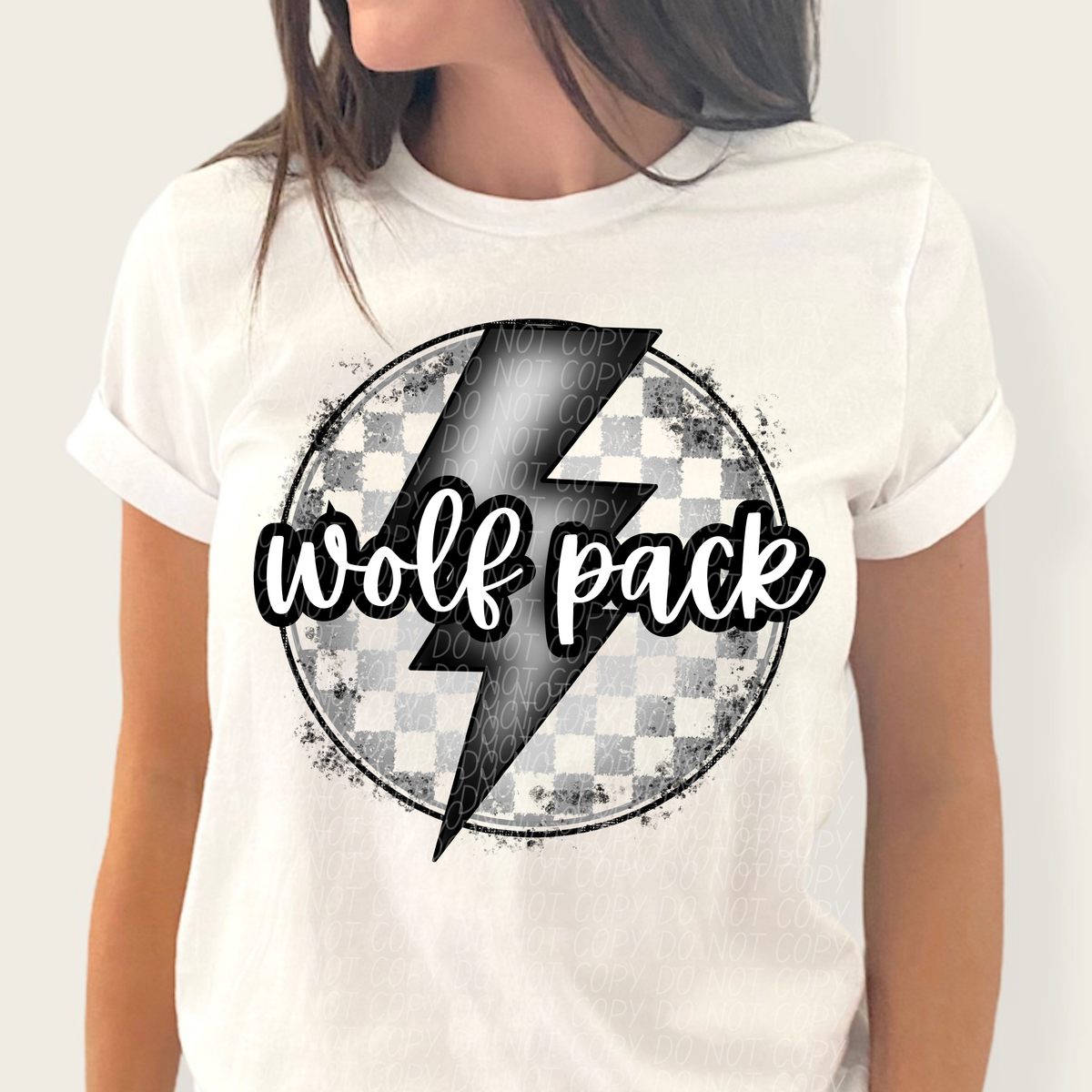 Wolf pack grey/silver lightning bolt circle CITY DTF transfer