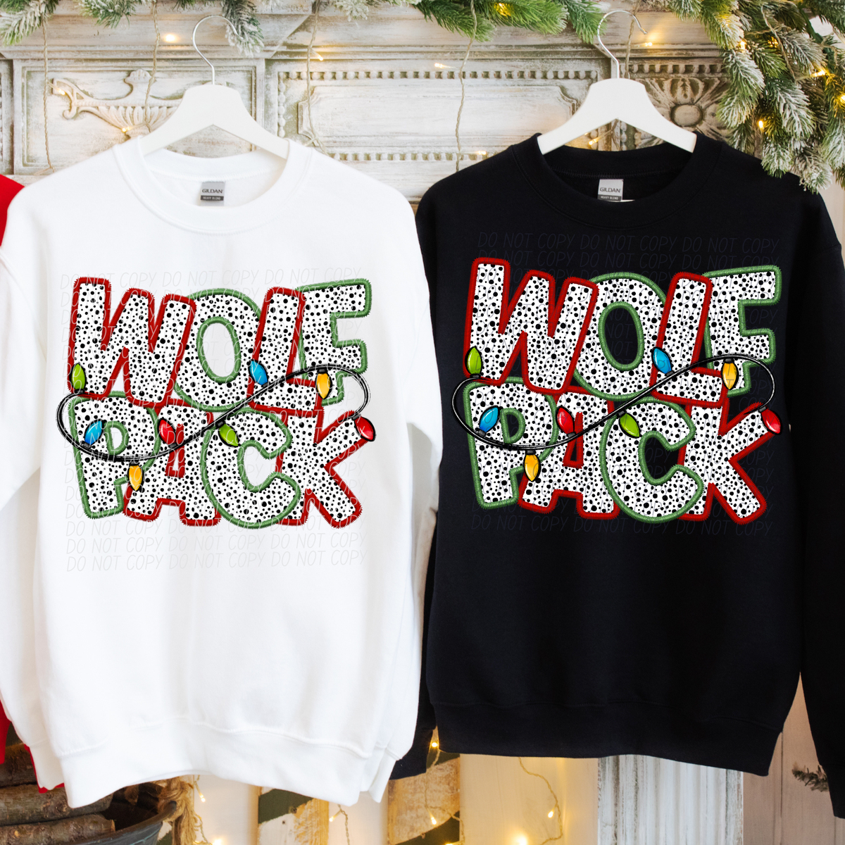Wolfpack Christmas Light Mascots (City) DTF Transfer