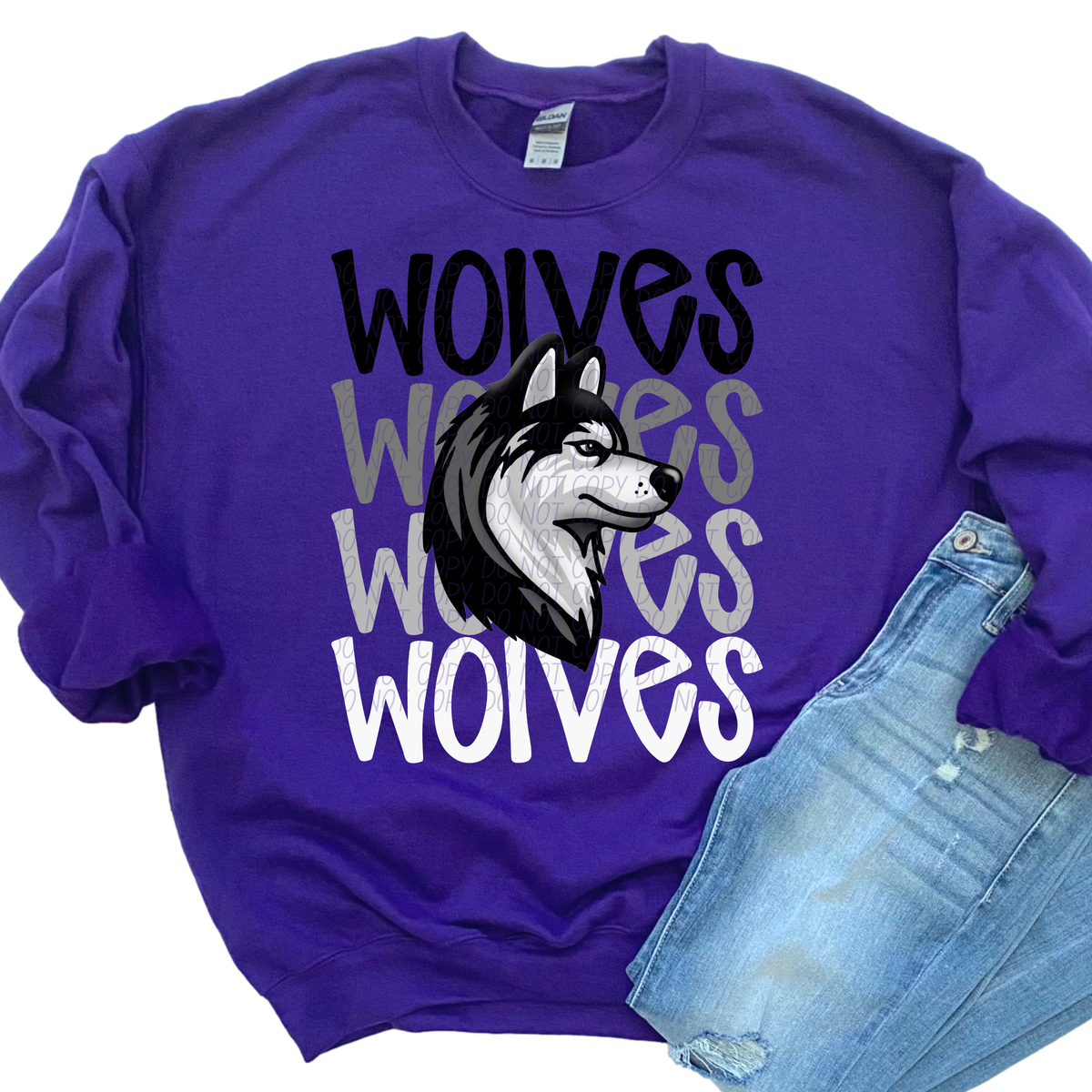 Wolves Black Grey Word Stacked (CITY) 57480 DTF transfer