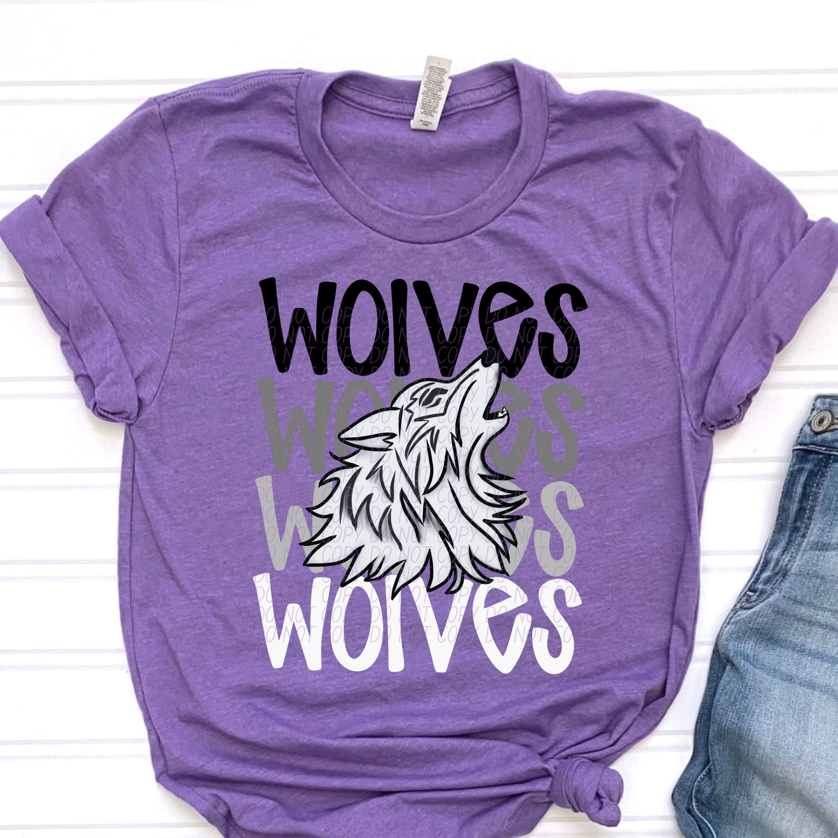 Wolves Face Up Word Stacked (CITY) 57479 DTF transfer