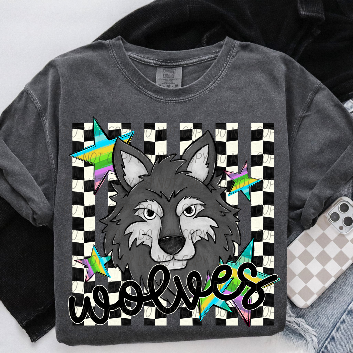 Wolves checker strips (City) DTF Transfer