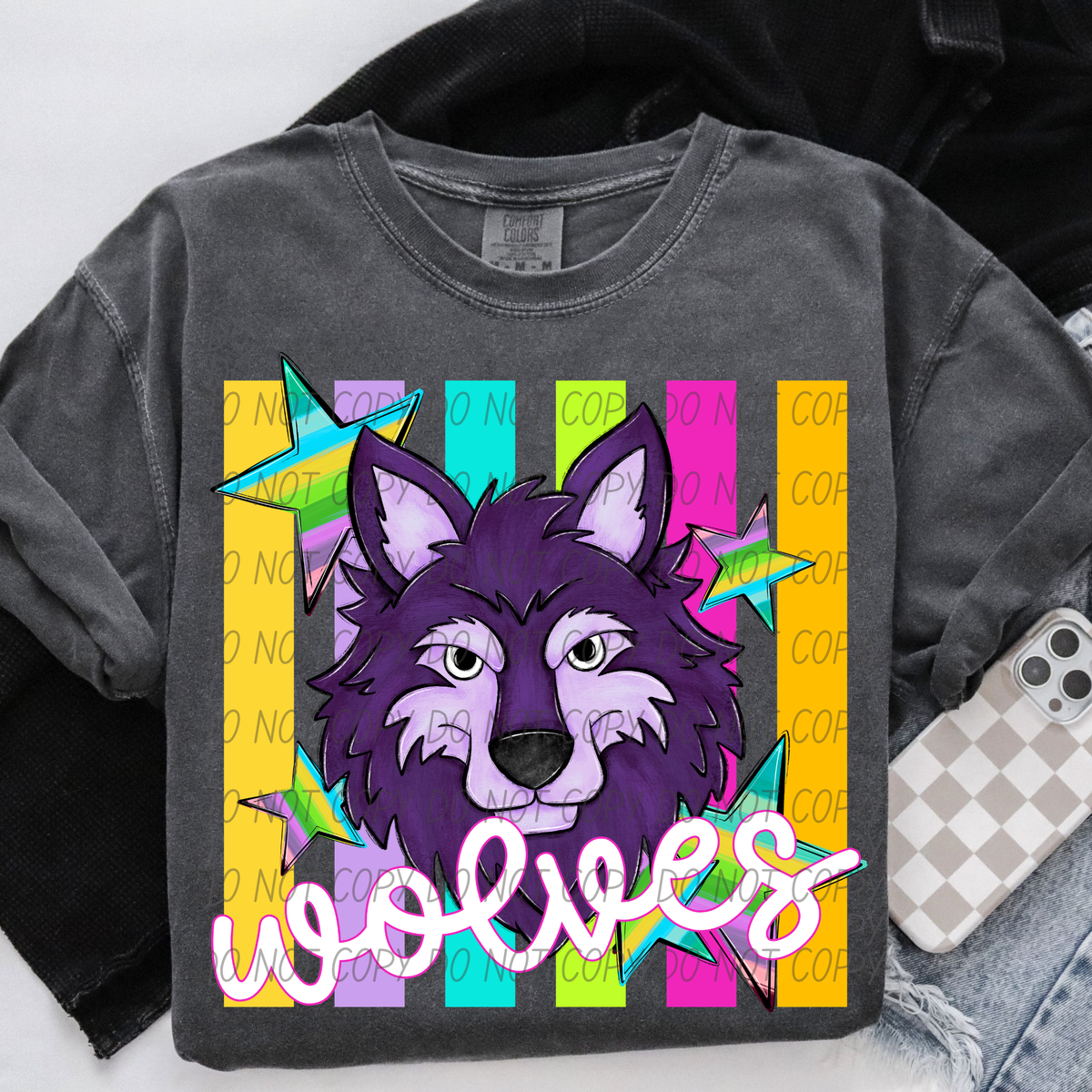 Wolves purple neon (City) DTF Transfer