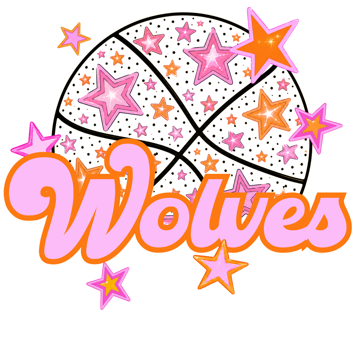 wolves pink basketball (city) DTF transfer