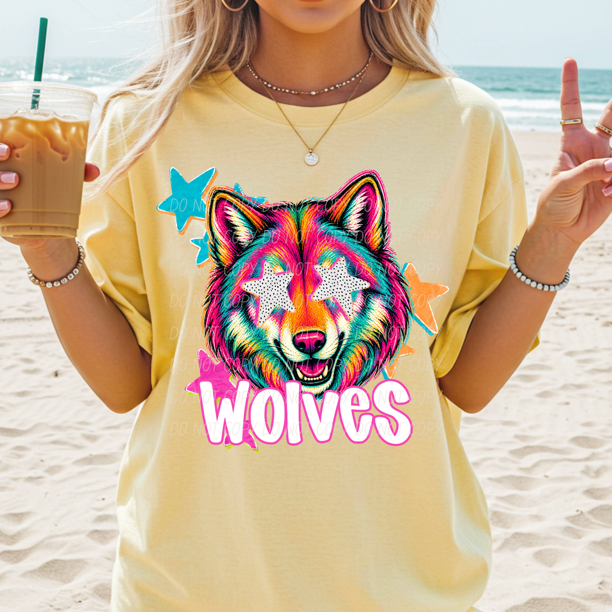 wolves pop art with stars (CITY) DTF Transfer