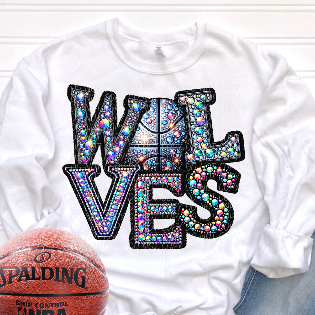 Wolves Basketball Rhinestone (CITY) 66681 DTF transfer
