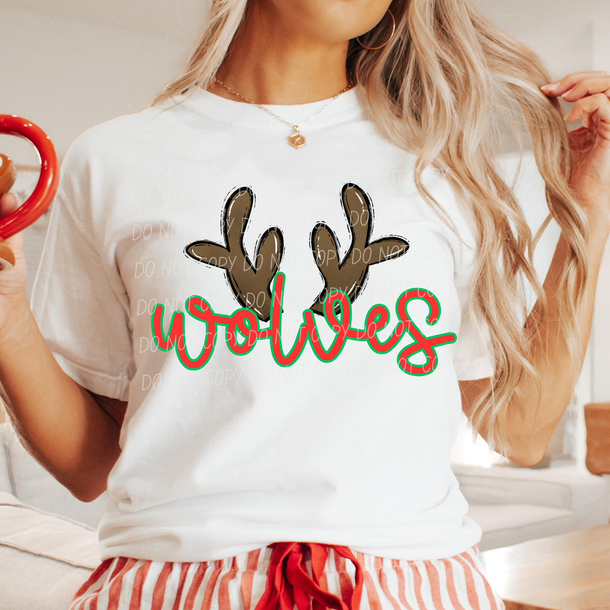 Wolves with reindeer antler (city) DTF Transfer