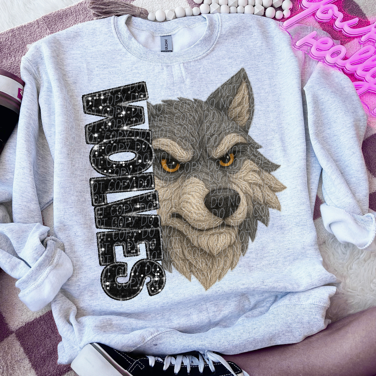 Wolves faux glitter faux yarn (City) DTF Transfers