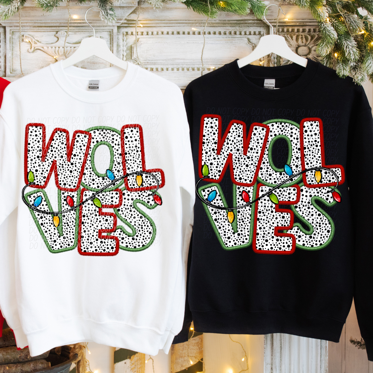 Wolves Christmas Light Mascots (City) DTF Transfer