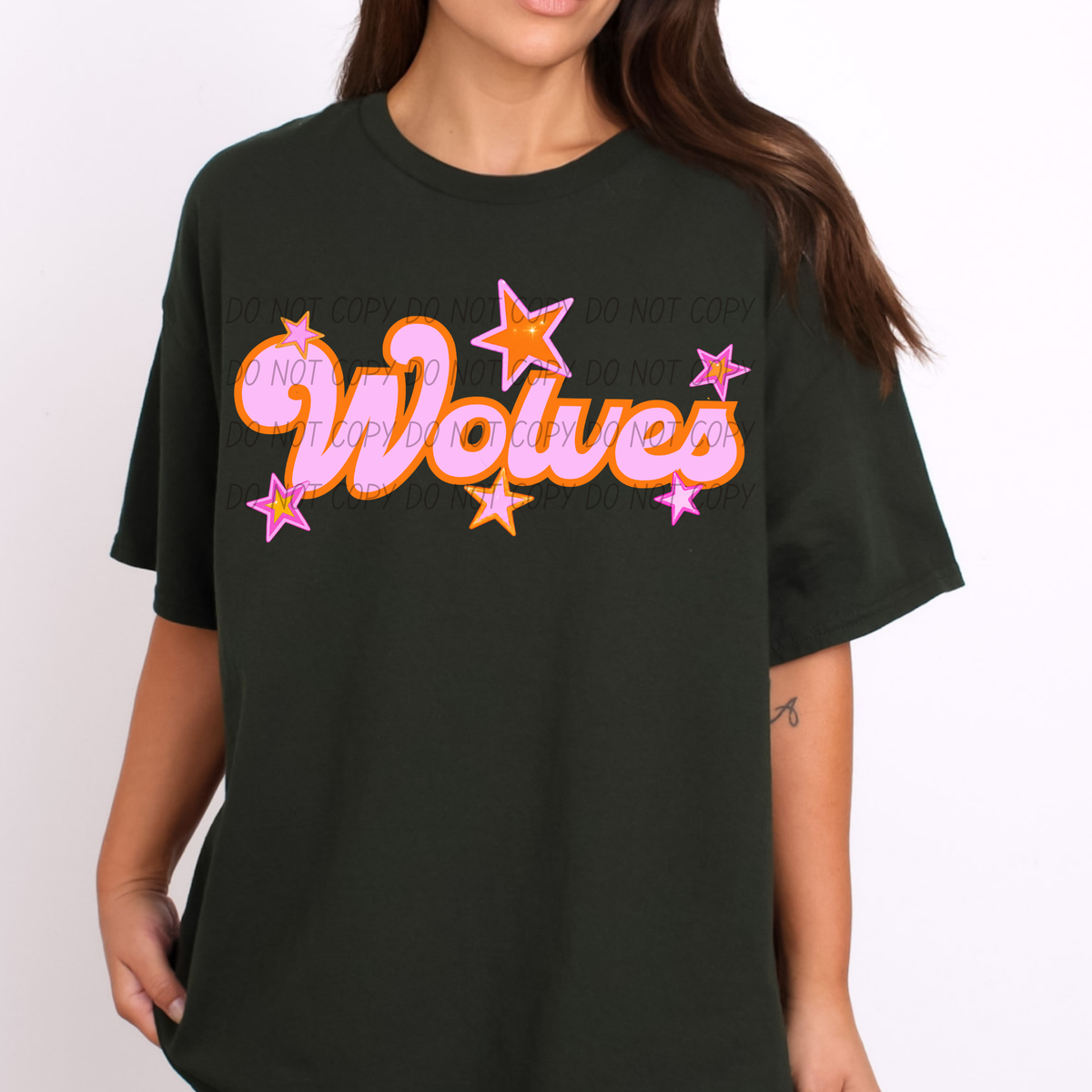 wolves pink orange stars (city) DTF transfer