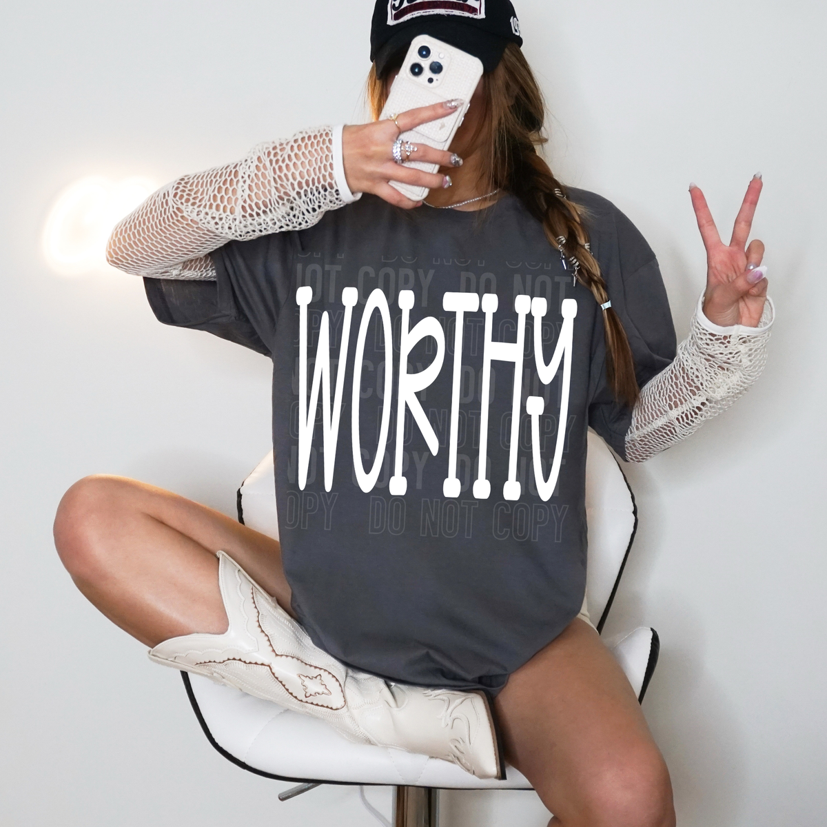 Worthy (white letters) (SBB) DTF transfer