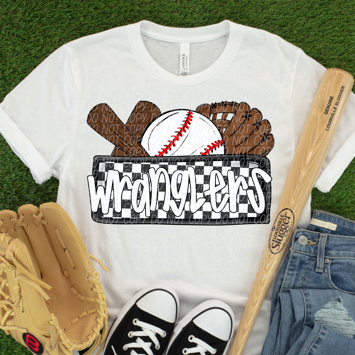 Wranglers (Bat, Baseball, Glove, Checkered background) (City) (Copy)