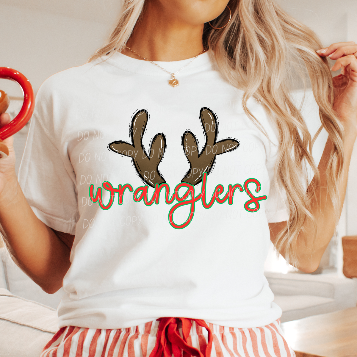 Wranglers with reindeer antler (city) DTF Transfer