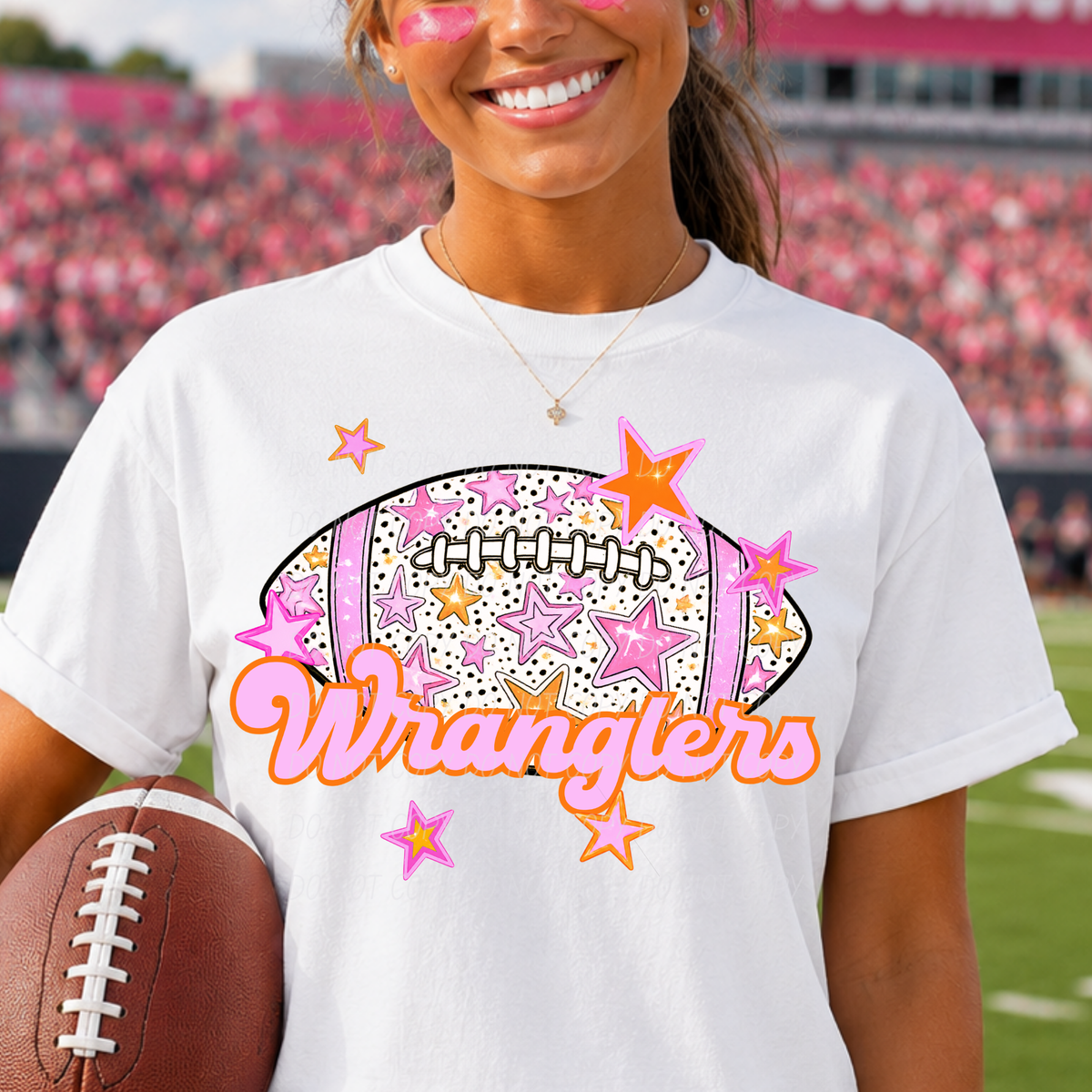 Wranglers pink football (city) DTF transfer