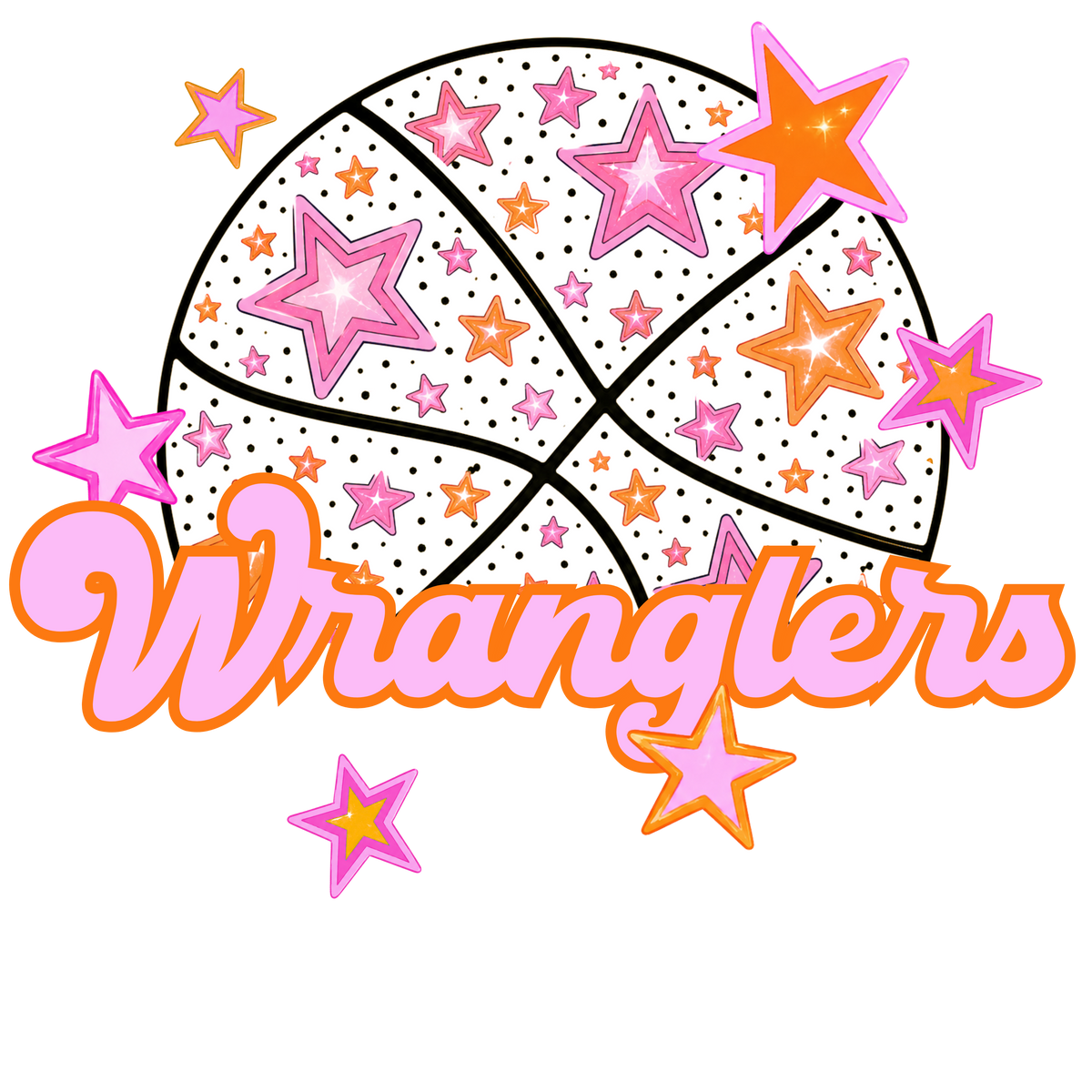 wranglers pink basketball (city) DTF transfer