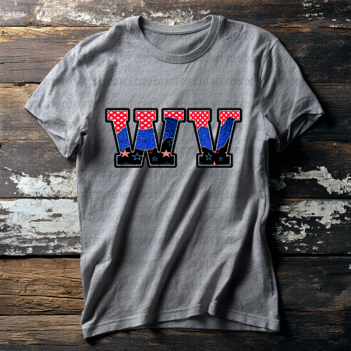 WV (red blue and black filled) (Revel) DTF Transfer