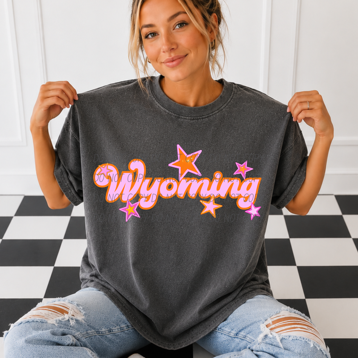 Wyoming pink orange states (City) DTF Transfer