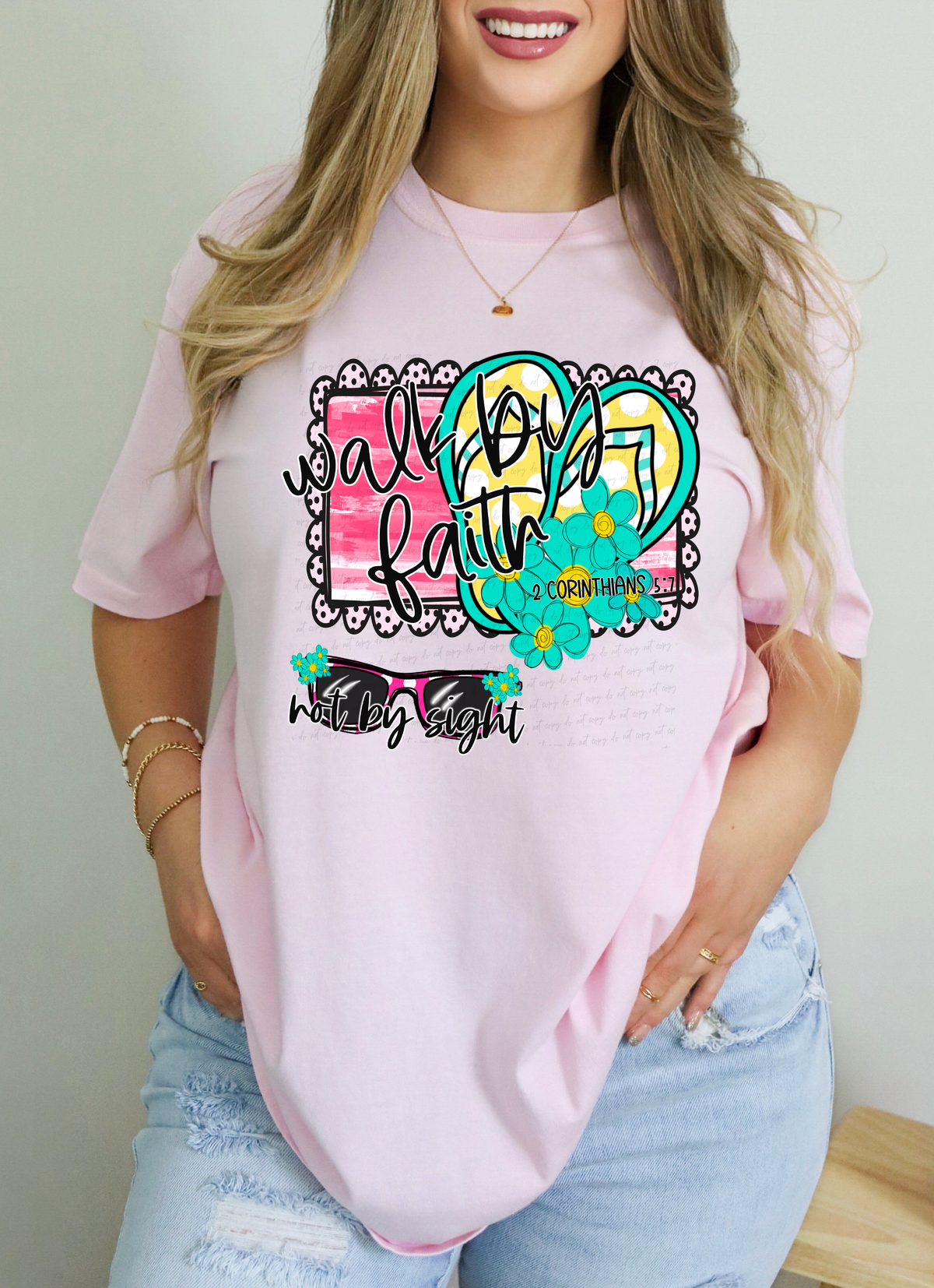 Walk By Faith Not By Sight Slippers and Sunglasses 115083 DTF Transfer