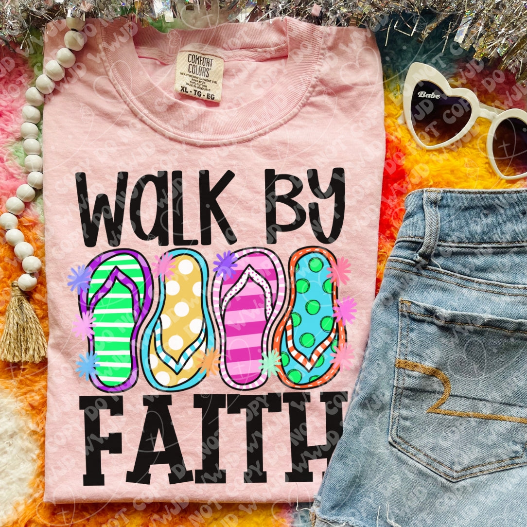 Walk by faith flipflops (Vehement) DTF Transfer