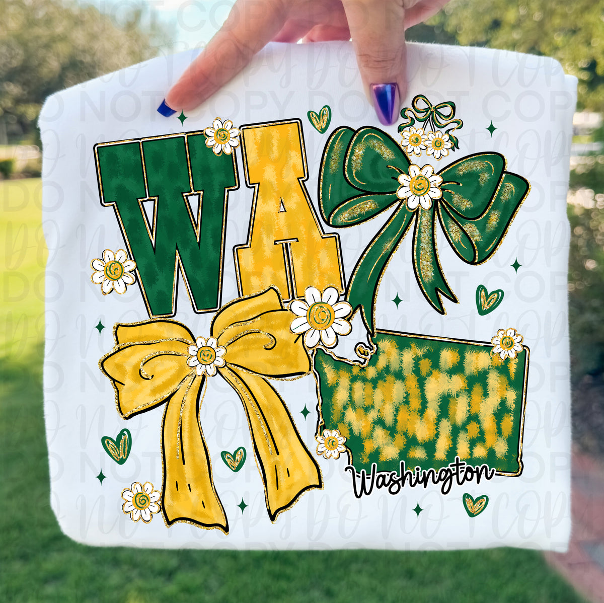WA (green and yellow with bows) (UAC) DTF Transfer