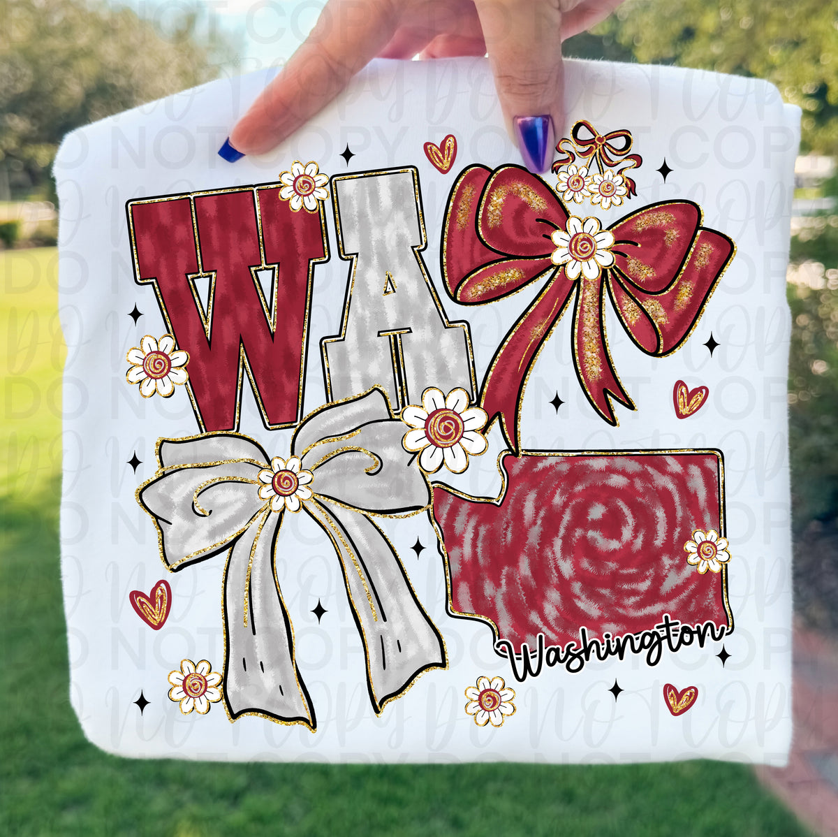WA (red and off white bows) (UAC) DTF Transfer