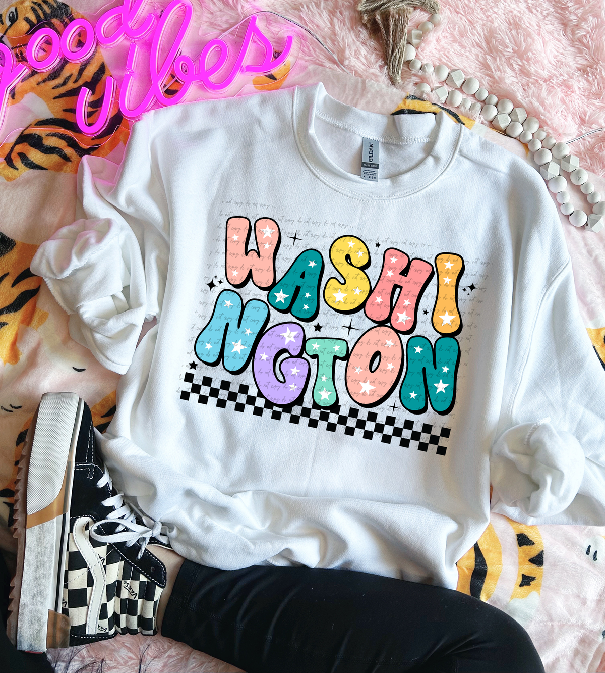 Washington Colorful Groovy Font 89138 DTF Transfer