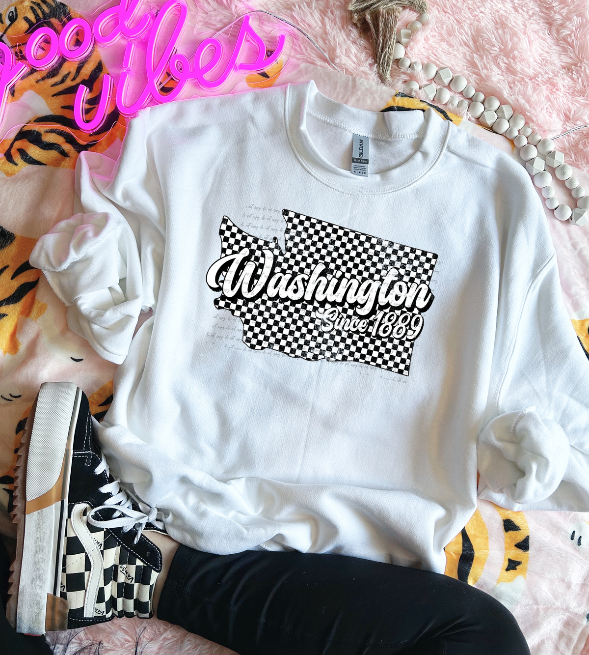 Washington Since 1889 Checkered Grunge 66761 DTF transfer