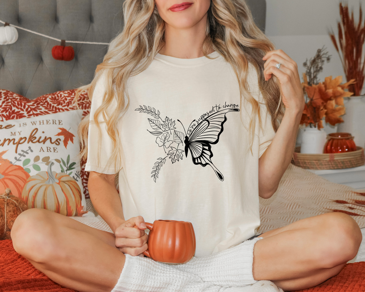 We're Supposed To Change Fall Butterfly Black 115744 DTF Transfer