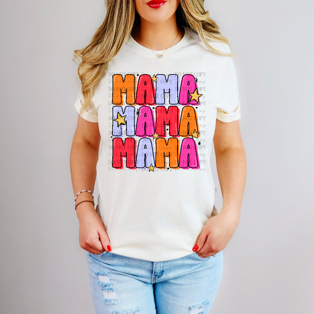 mama mama mama stacked with stars (scarlow) DTF Transfer