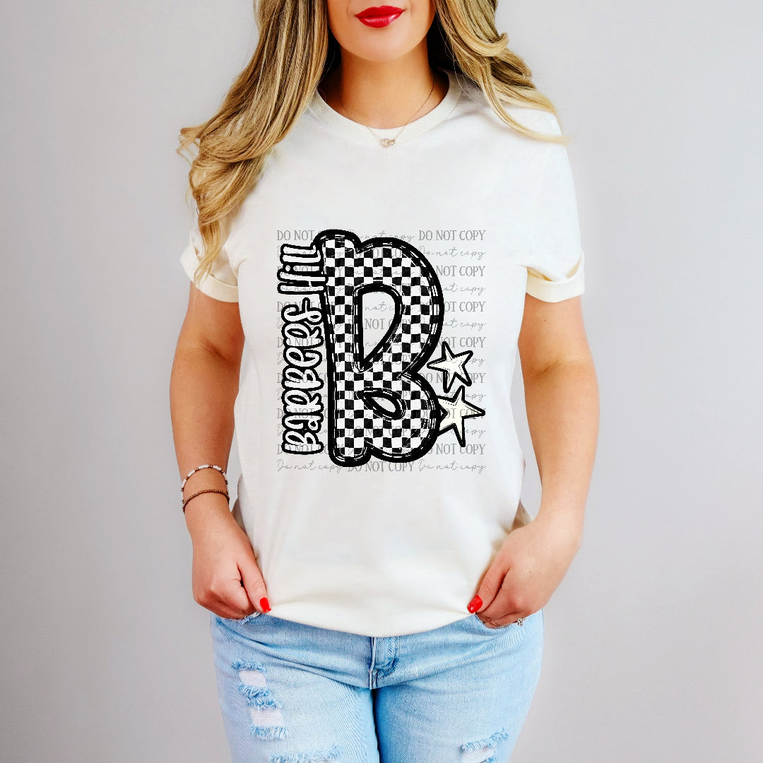 barbers hill checker crush bw initial (caplinger) DTF Transfer