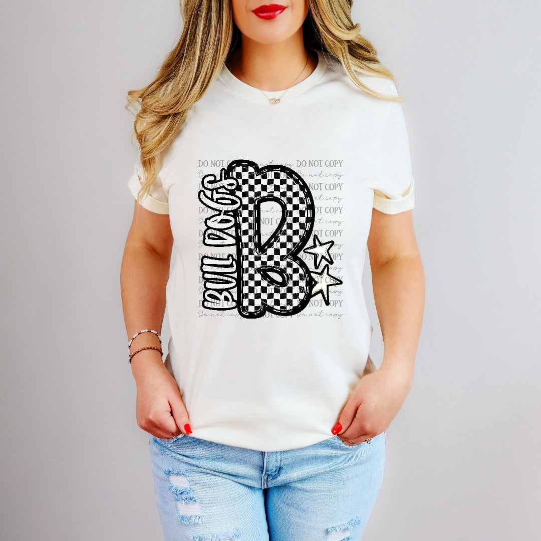 bull dogs checker crush bw initial (caplinger) DTF Transfer