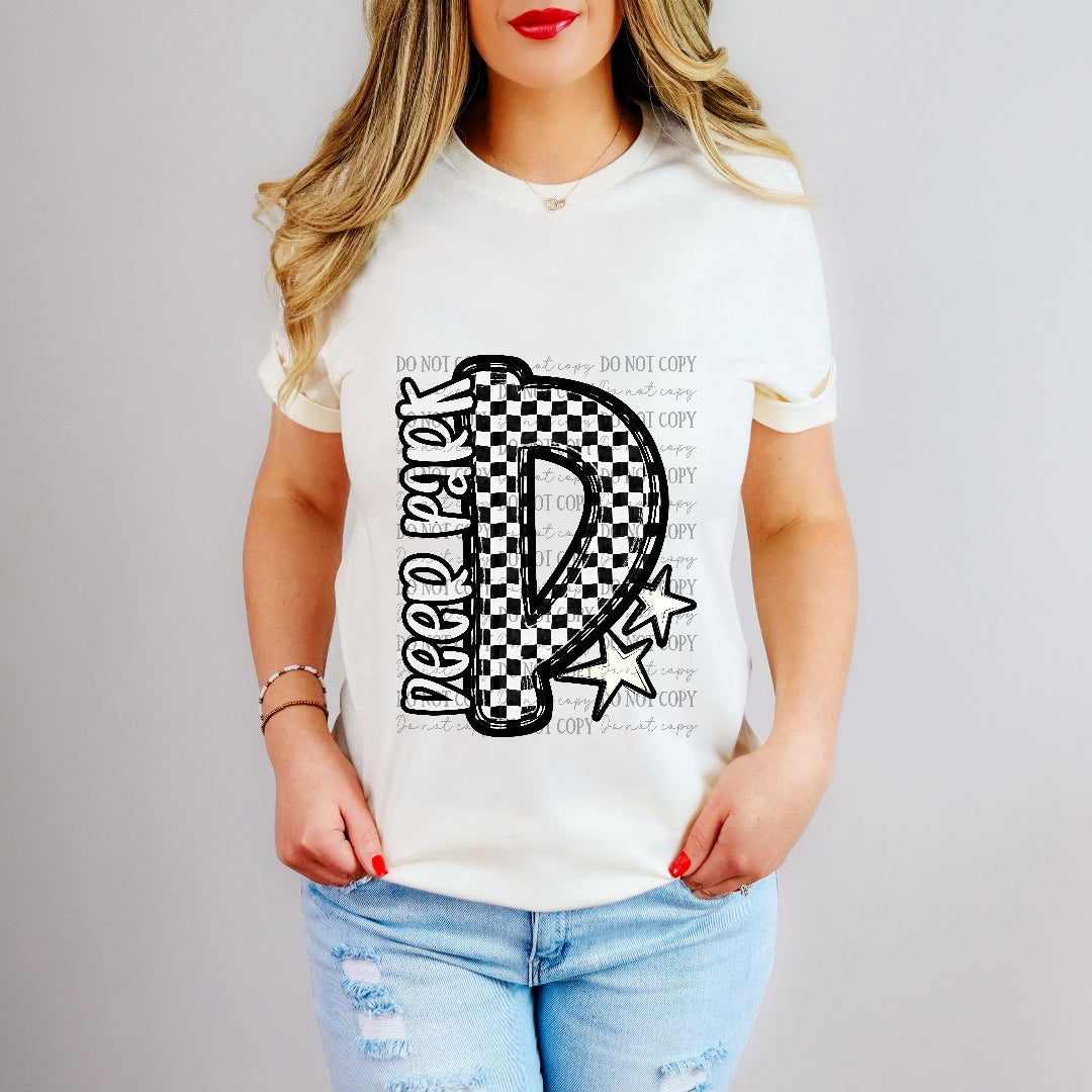 deer park checker crush bw initial (caplinger) DTF Transfer