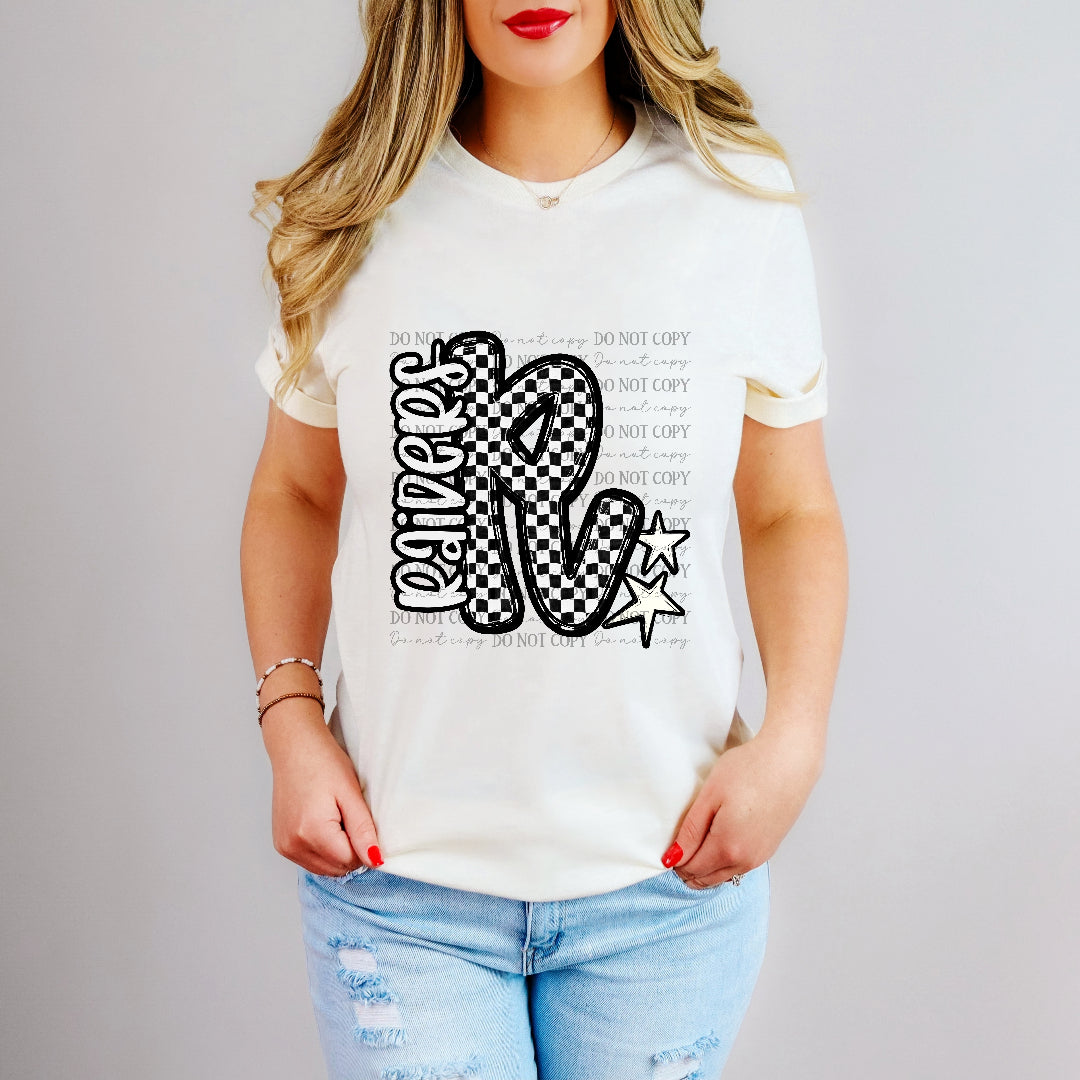 raiders checker crush bw initial (caplinger) DTF Transfer