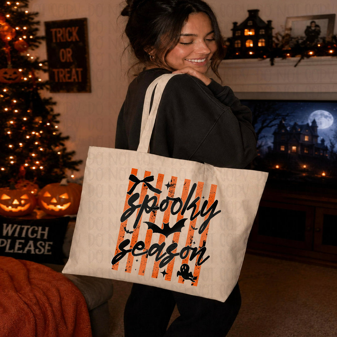 Spooky season orange stripes DTF transfer
