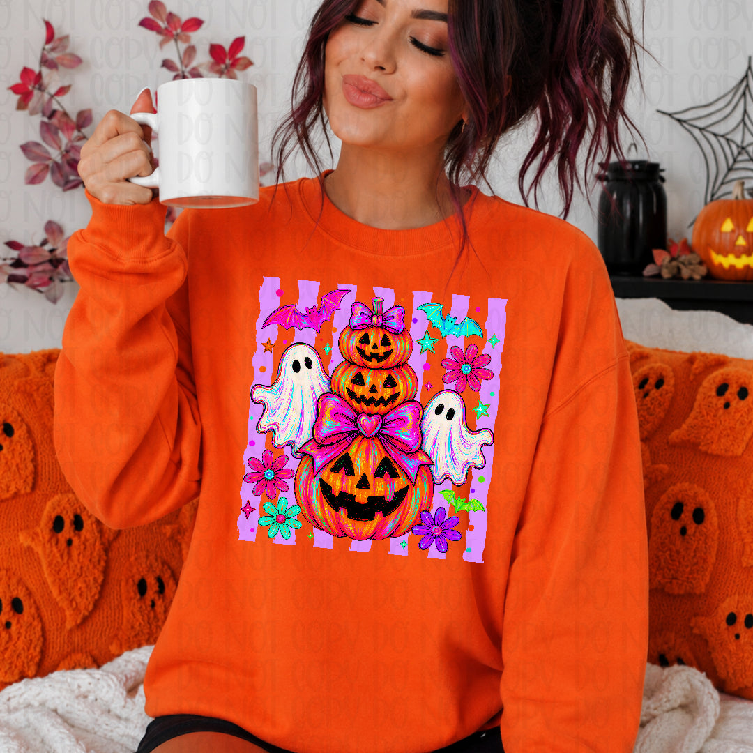 Pumpkins stack and ghost DTF Transfer