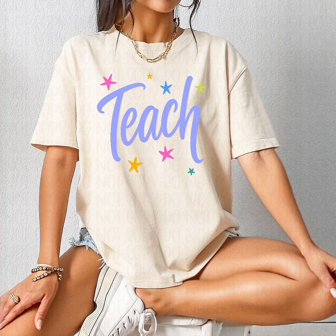Teach blue with stars DTF transfer