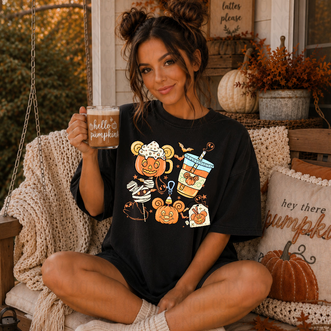 Pumpkin mouse and coffee collage (MMD) DTF Transfer