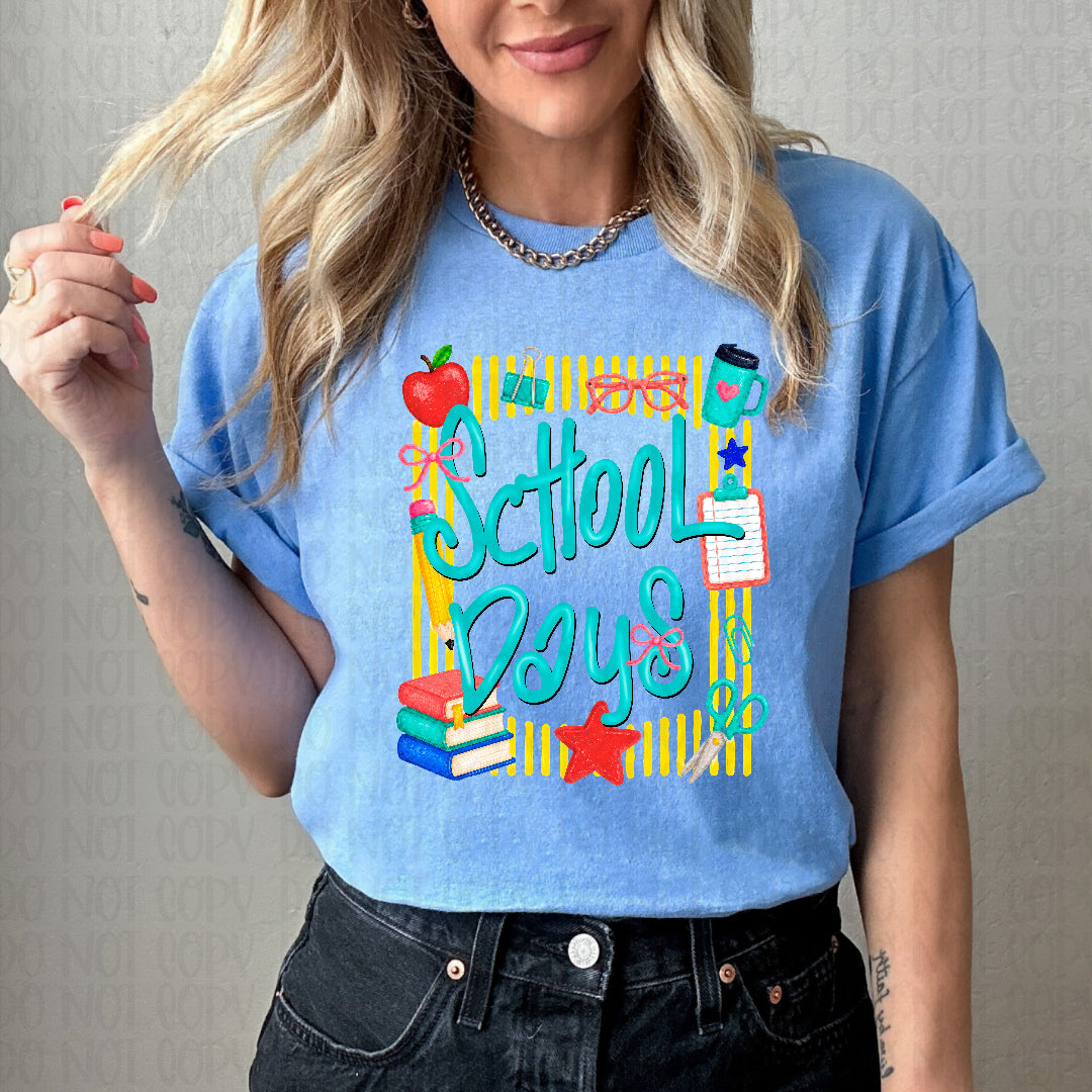 School days yellow stripe frame (Texas Gal) DTF transfer