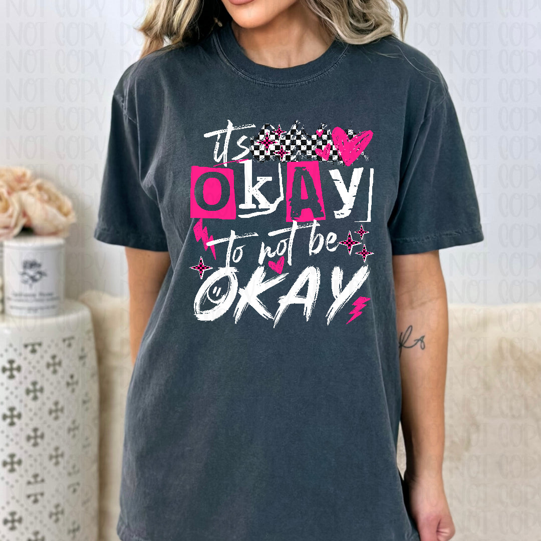 It's okay to not be okay heart white words (Texan) DTF transfer